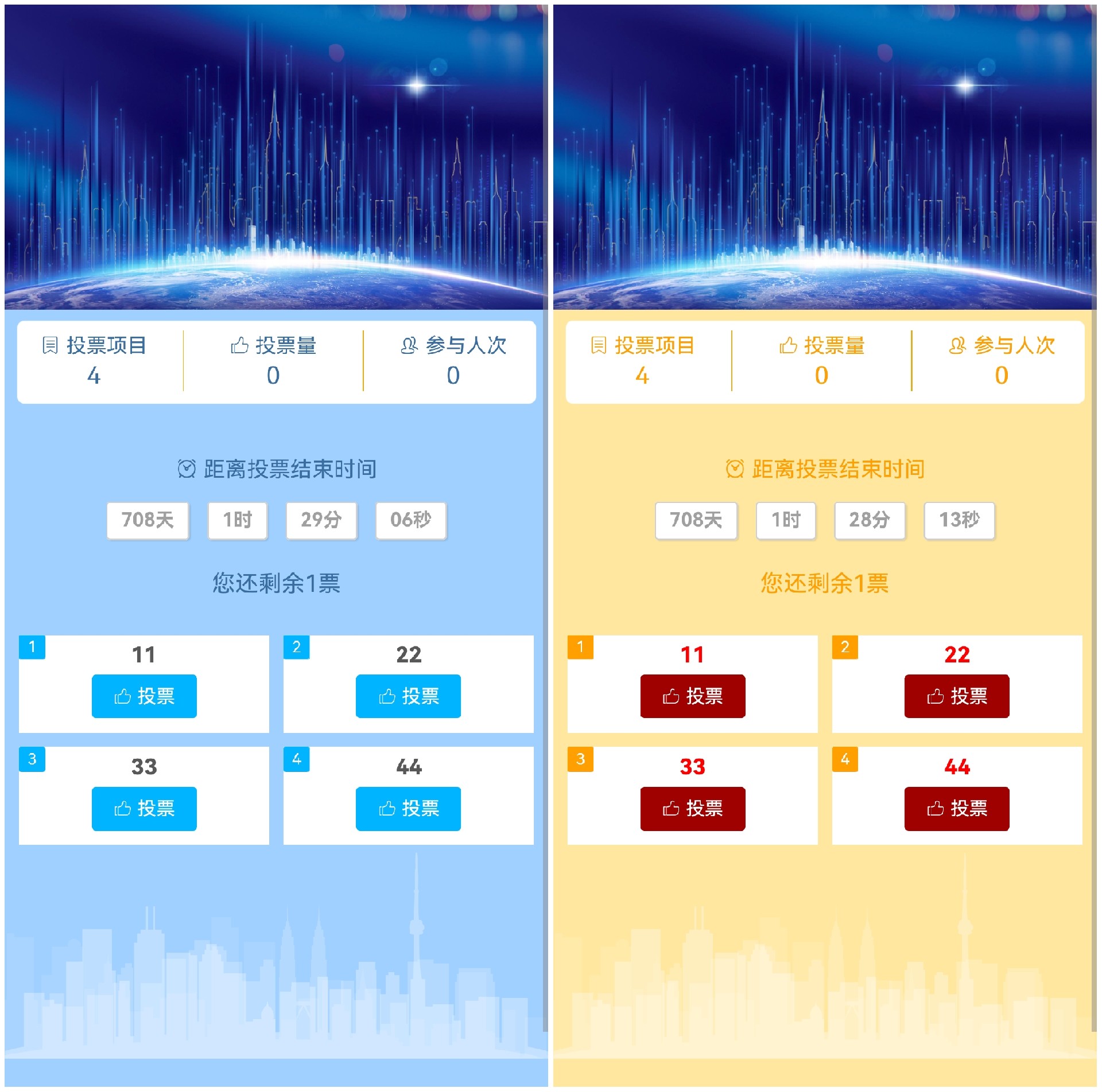 云互動(dòng)現(xiàn)場實(shí)時(shí)投票功能微信頁面新增自定義投票項(xiàng)目名稱、角標(biāo)背景以及投票按鈕顏色